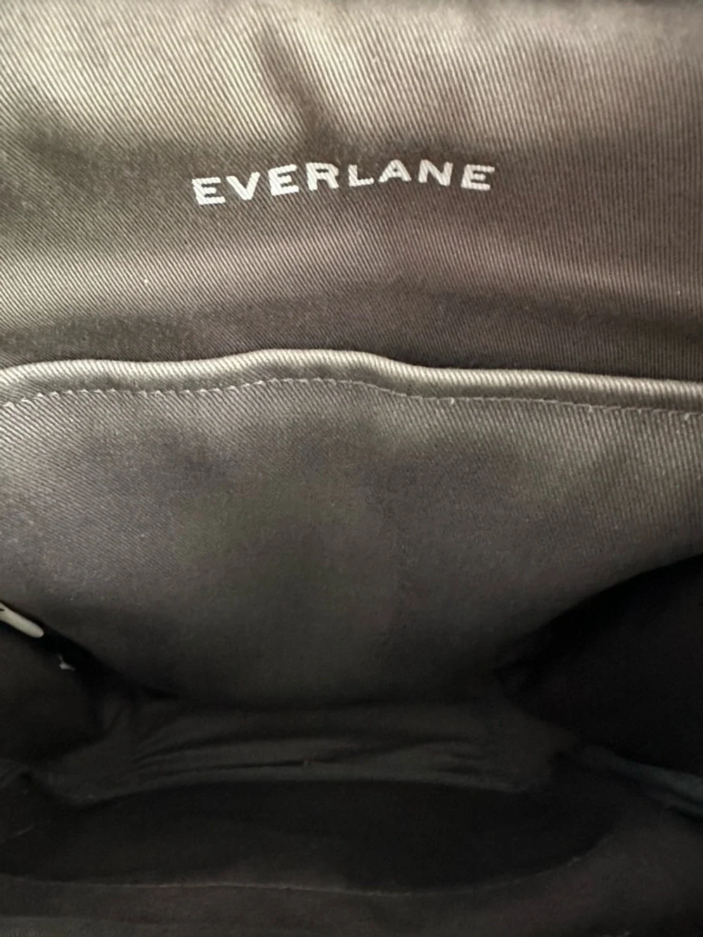 Everlane Modern Snap Canvas Backpack Tan Khaki Leather Trim Drawstring Laptop